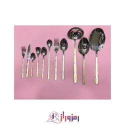 سرویس قاشق و چنگال 24  نفره 120 پارچه نیمه طلایی یونیک